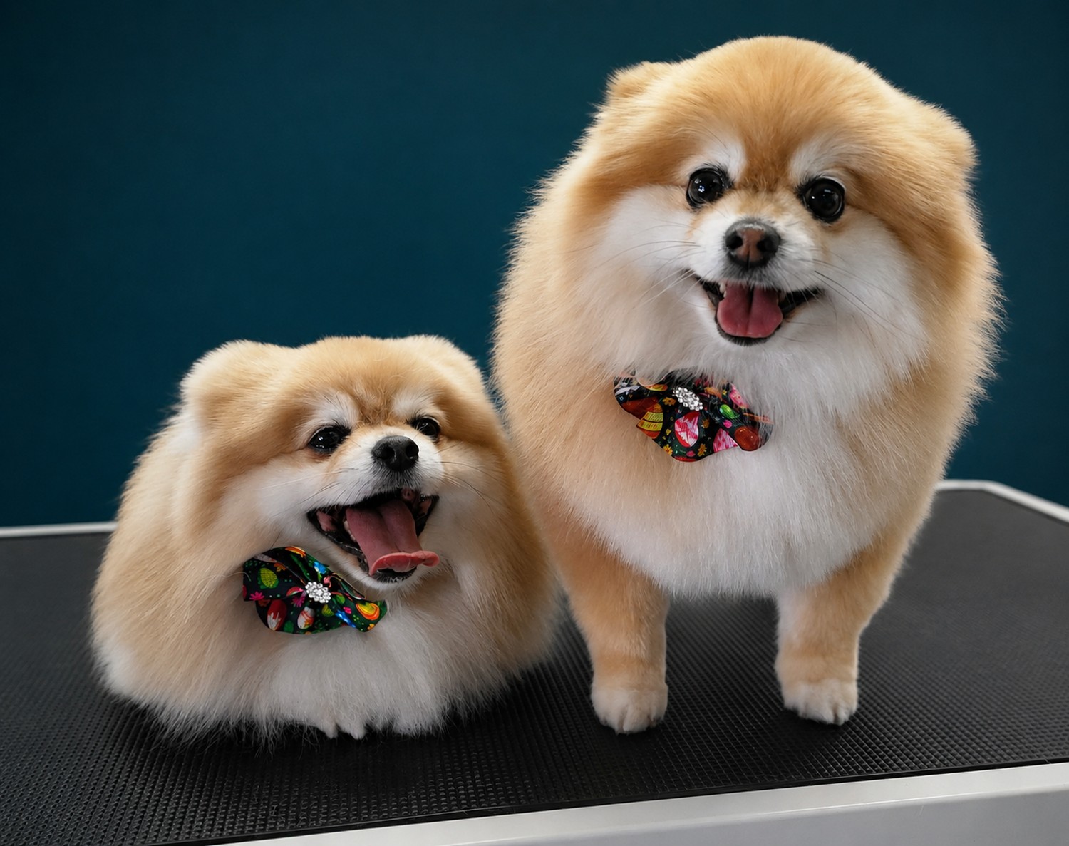 Two Pomeranians finished after a full blow-out
